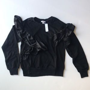 NWT charming Charlie Black ruffle sweater size S